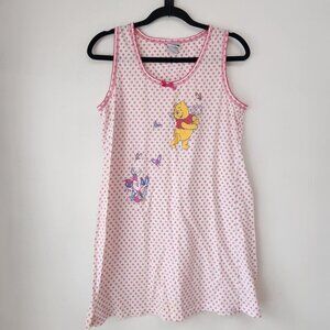 Vintage Winnie the Pooh Pink Sleep Dress Nightgown 90s Y2K Floral Piglet M